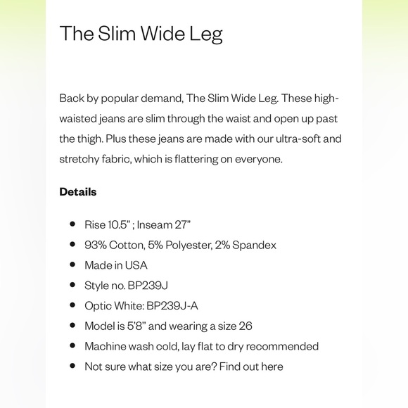 The Slim Wide Leg Jean by Just Black Denim Size 26 - Picture 4 of 6